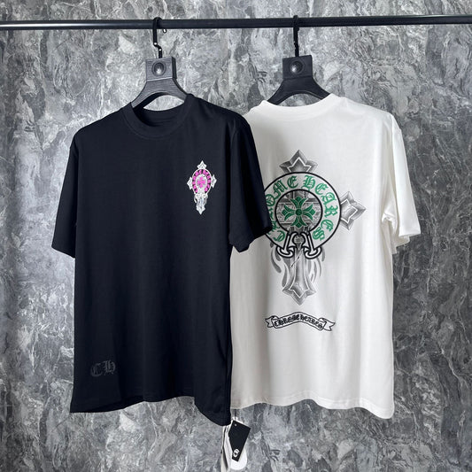 Chrome Heart T Shirts Cross Horseshoe Printed Cotton Loose Casual T-Shirt